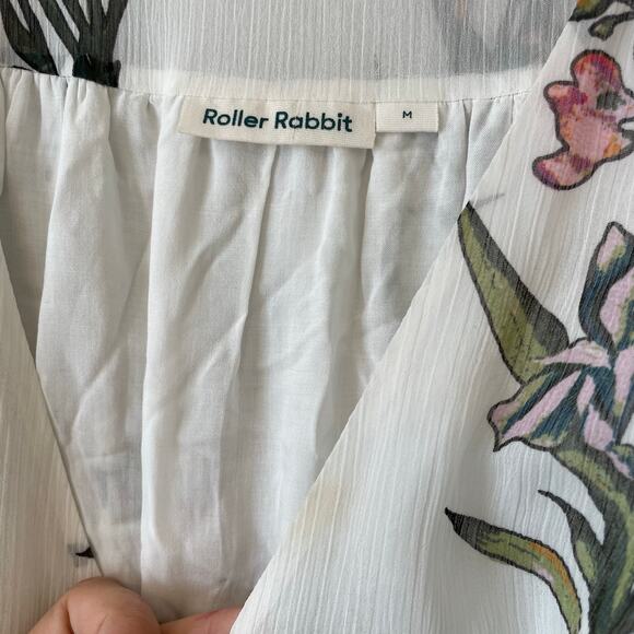 Roller Rabbit Condesa Bouquet Gertrude white floral maxi wrap dress Sz M - Picture 15 of 16